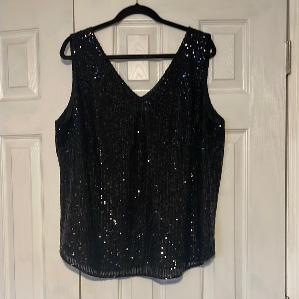 Ann Taylor Loft Black Sequin Sleeveless Top